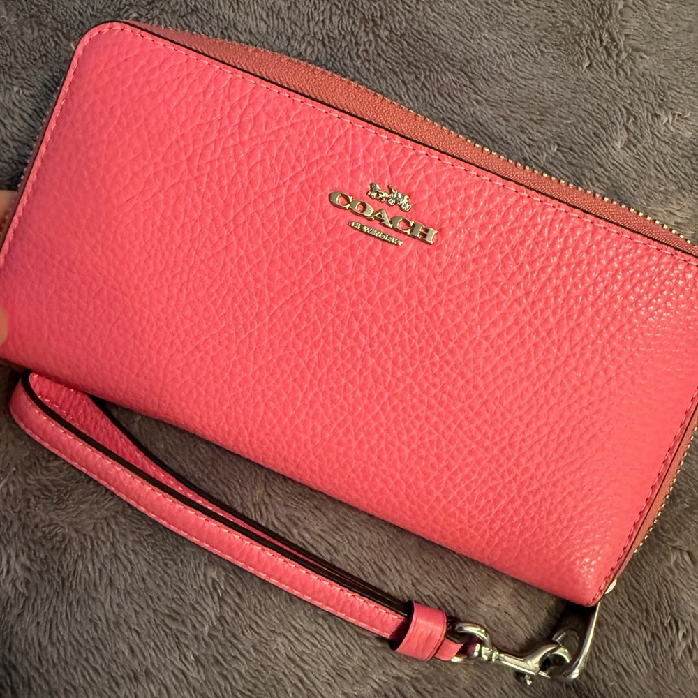 Coach Vibrant Pink Leather Wristlet